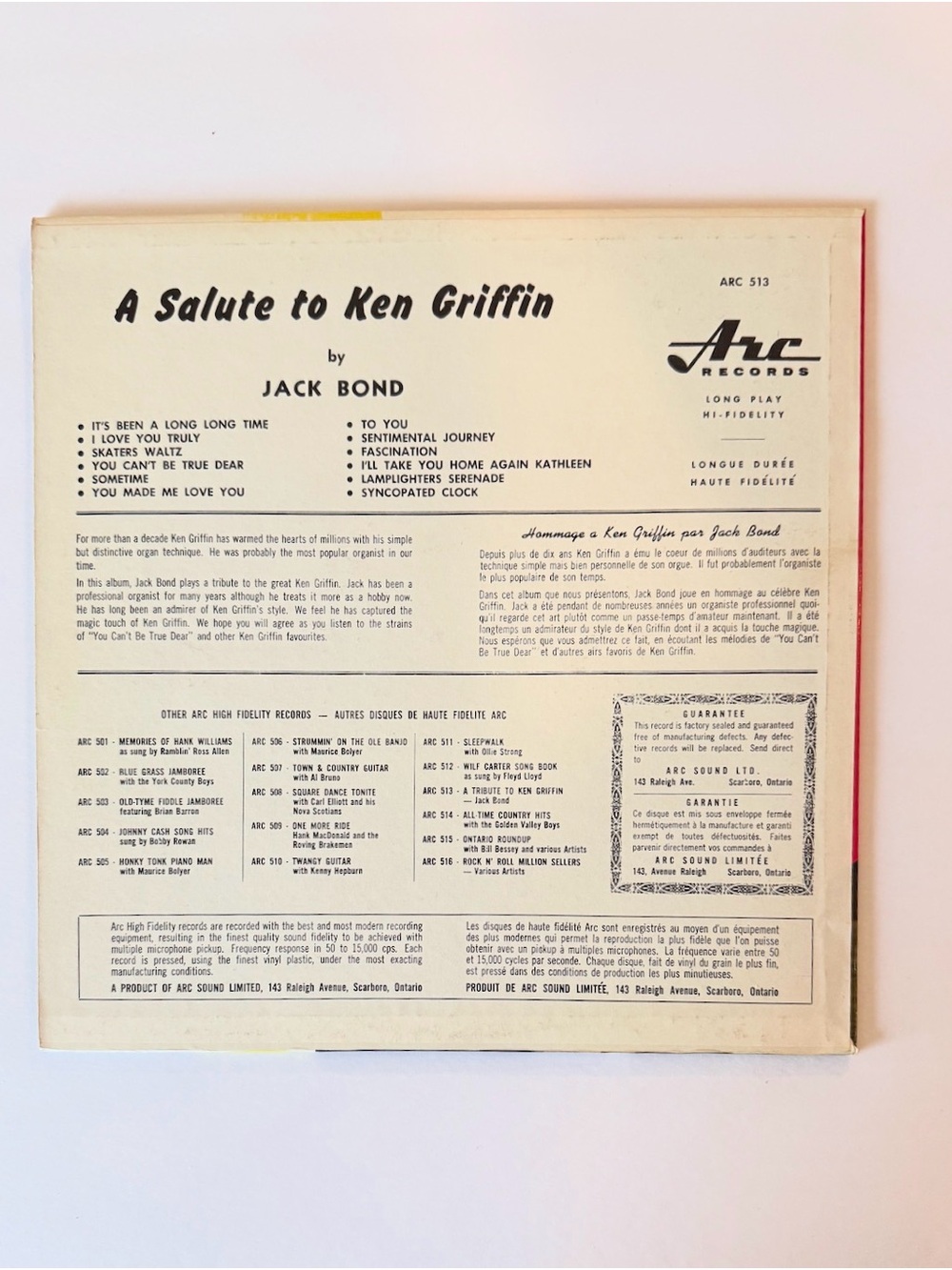 Any 3 for $50-Ken Griffin Tribute LP by Jack Bond - Pink & Yellow Cover - Picture 2 of 4
